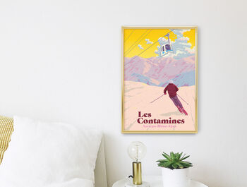 Les Contamines Ski Resort France Travel Poster Print, 3 of 8