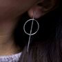 Sterling Silver Ring And Bar Stud Earrings, thumbnail 2 of 9