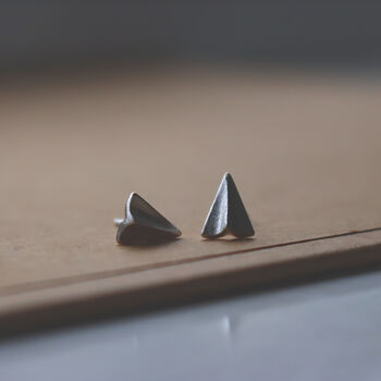 Paper Plane Studs Triangle Earrings Sterling Silver, 2 of 3