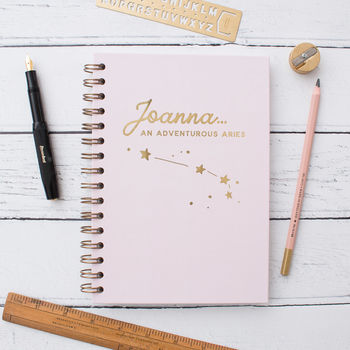 Personalised Zodiac Star Sign Gold Foil Notebook, 3 of 11