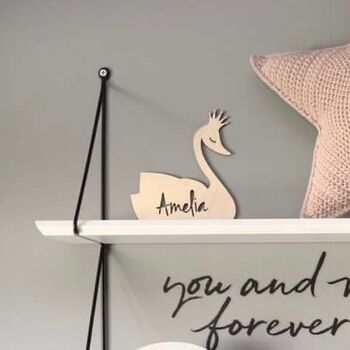 Princess Swan Personalised Wooden Name Sign, 3 of 8