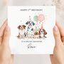 Dogs Birthday Card, Pink Party Dogs Card For Daughter, Granddaughter, Girl,Any Relationship, thumbnail 1 of 2