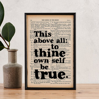 Shakespeare 'to Thine Own Self Be True' Quote Print By Bookishly ...