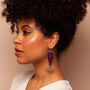 Velma – Purple Chain And Brass Fan Art Deco Acrylic Statement Dangle Earrings, thumbnail 1 of 6