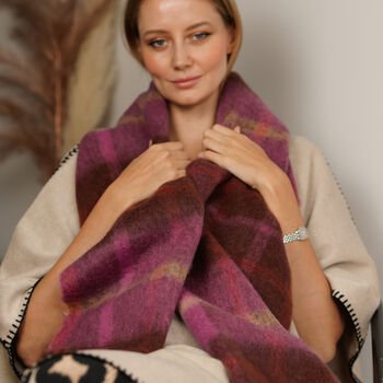 Wool Blend Cosy Checked Winter Scarf, 3 of 8