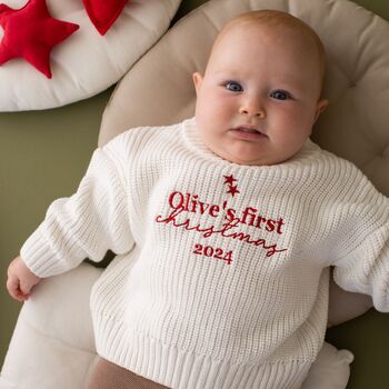 Personalised First Christmas Baby Jumper, 2 of 5