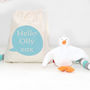 Organic Cotton Bird Toy And Personalised Bag, thumbnail 2 of 4
