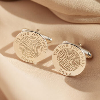 Text And Fingerprint Silver Cuff Links, 3 of 12