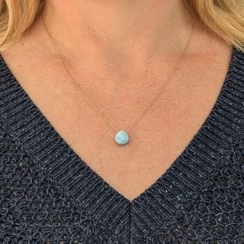 The Nugét Blue Opal October Birthstone Necklace, Gold, 4 of 6