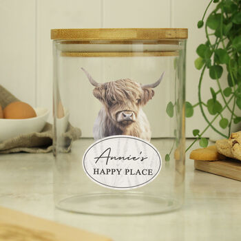 Personalised Highland Cow Glass Storage Jar, 6 of 7