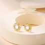 Sterling Silver Sunflower Moonstone Stud Earrings, thumbnail 2 of 11