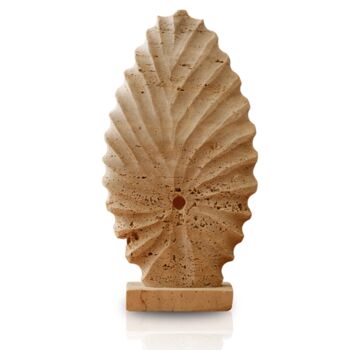 Natural Travertine Herringbone Sculpture, Hand Carved, 2 of 2