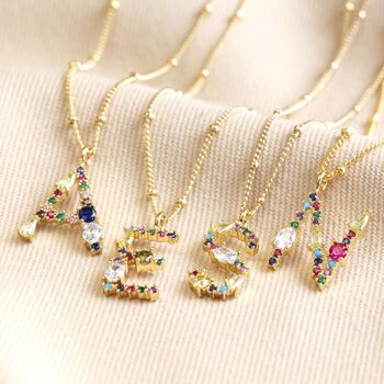 Rainbow Crystal Initial Necklace, 2 of 12