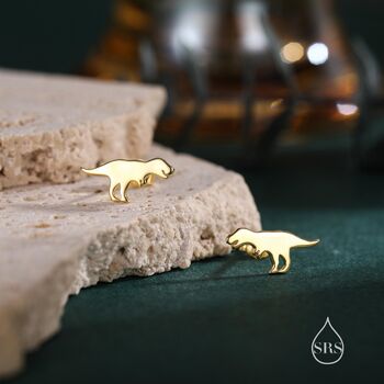 Sterling Silver T Rex Tyrannosaurus Dinosaur Stud Earrings, 3 of 12