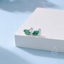 Double Trapezoid Emerald Green Cz Screw Back Earrings, thumbnail 2 of 12