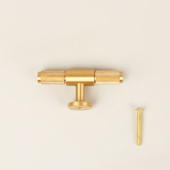 G Decor Luxury Solid Brass Knurled Single T Door Knobs, 3 of 4