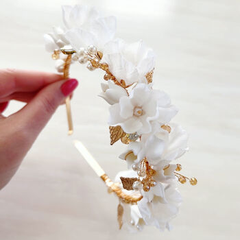 White Floral Bridal Crown, 2 of 6
