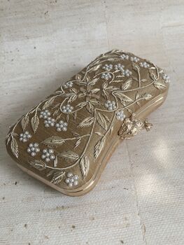 Handcrafted Raw Silk Gold Clutch Bag, 4 of 8