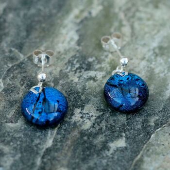 Sapphire Blue Round Glass Drop Earrings, 5 of 12