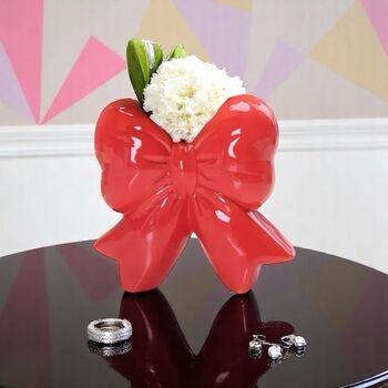 Petite Ceramic Bow Vase, 4 of 9