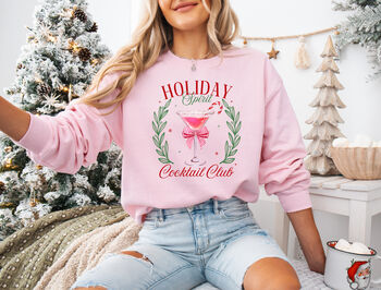 Holiday Spirit Cocktail Club Christmas Sweatshirt, 3 of 7