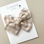 Taupe Gingham Hair Bow, thumbnail 1 of 4