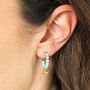 Sun Charm Turquoise Beaded Hoop Earrings In Gold, thumbnail 2 of 3