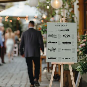 Wedding Table Plan With Bespoke Film/Places Illustrations, 5 of 6