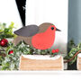 Christmas Robin With Holly On Log Decoration, thumbnail 1 of 2
