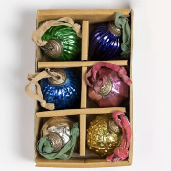 Six Textured Baubles With Sari Loops, 3 of 4