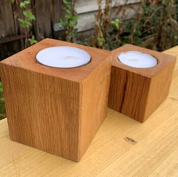 Oak Pillar Candle Holder With Extra Large Tealight, 6 of 12
