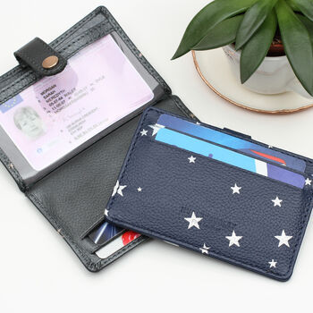 Personalised Star Leather Folding Card Holder, 2 of 4