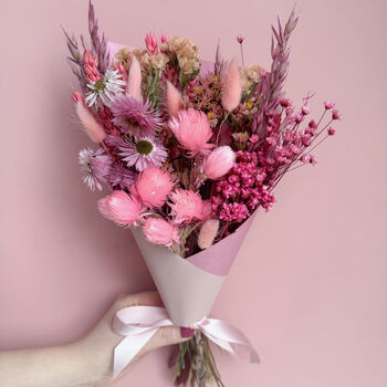 Mini Pink Dried Flower Arrangement With Daisies, 5 of 5