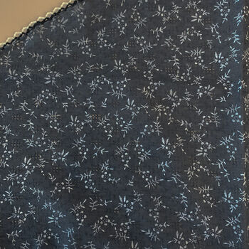 Navy Blue And White Flower Print Triangle Scarf, 3 of 4