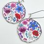 Statement Earrings With Colourful Flowers In Silver, thumbnail 1 of 12