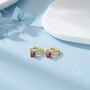 Garnet Red Heart Cz Huggie Hoop In Sterling Silver, thumbnail 2 of 12