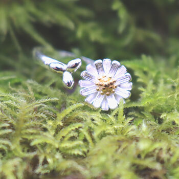 Silver Daisy Ring Charming Nature Inspired Jewellery, 6 of 6