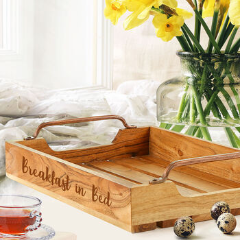 Personalised Acacia Wood Serving Tray With Handles, 3 of 7