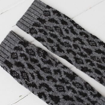 Leopard Lambswool Knitted Wrist Warmers, 12 of 12