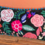 Black Floral Embroidered Cotton Velvet Cushion, thumbnail 2 of 8