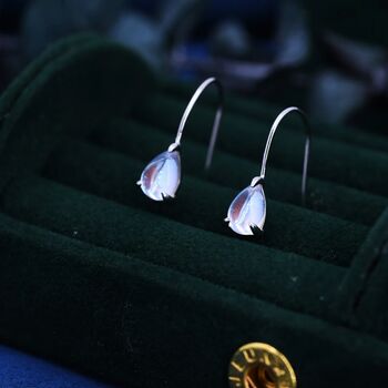 Sterling Silver Moonstone Droplet Drop Hook Earrings, 6 of 11