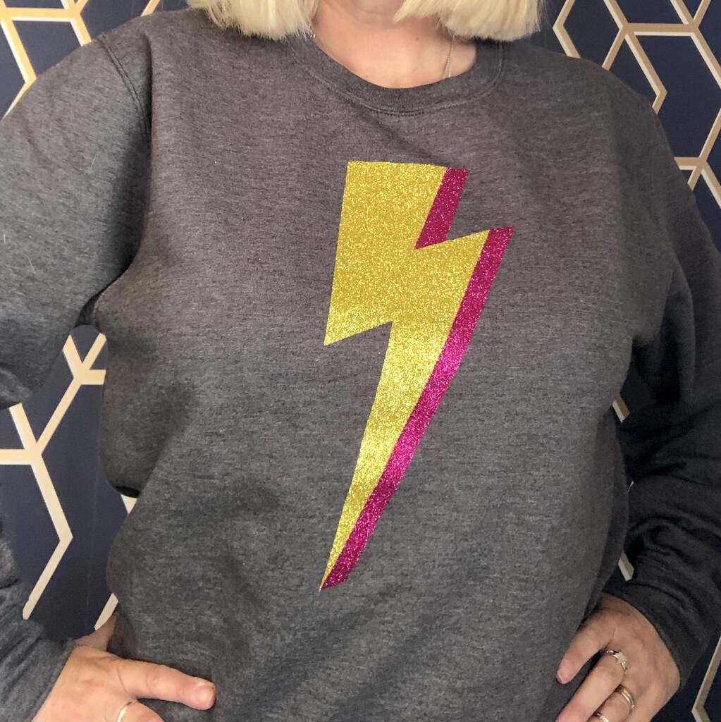 Dark Grey Lightning Bolt Sweatshirt By Glitter & Mud