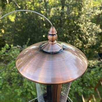 Dual Seed And Nut Bird Feeder With Copper Finish, 4 of 9