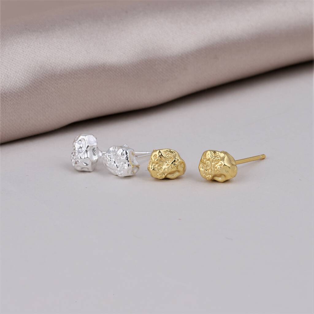 Sterling Silver Solid Nugget Earrings By attic | notonthehighstreet.com