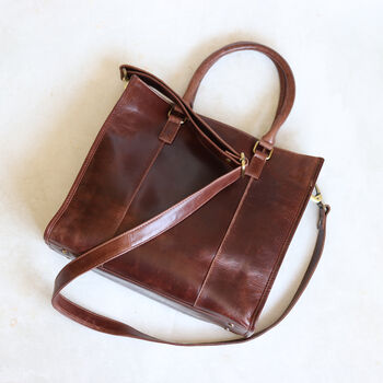 Brown Leather Pocket Tote Bag, 3 of 5