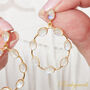 White Rainbow Moonstone Oval Gold Silver Stud Drop Earrings, thumbnail 4 of 9