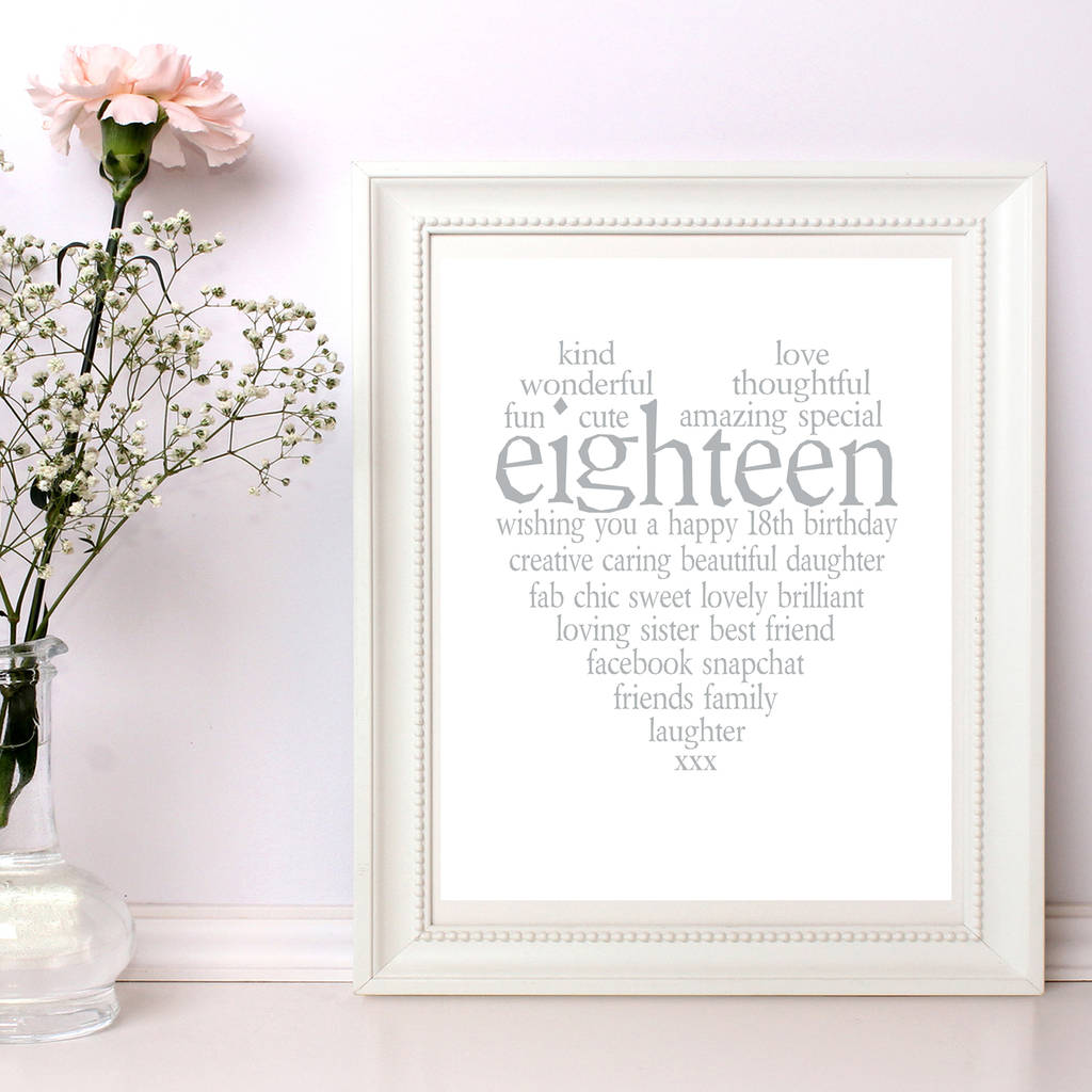 personalised 18th birthday print by ciliegia designs