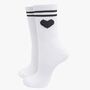 Love Heart Sporty Ribbed Cotton Ankle Socks Women's White, thumbnail 1 of 3