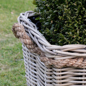 Square Lined Rattan Planter With Rope Handle, 2 of 3