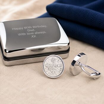 Luxury 60th Birthday Sixpence Cufflinks, 4 of 9